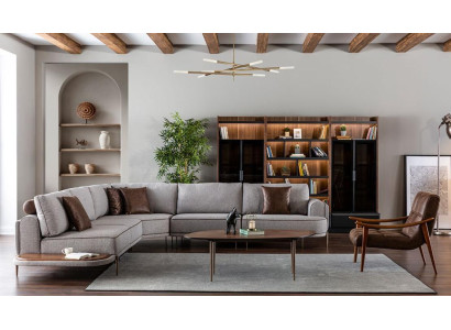 Corner sofa Fabric sofa L-shape Sofa Fabric Sofas Gray Modern Table Living landscape