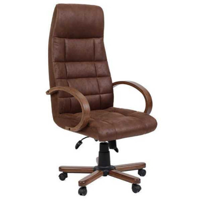 Executive chair brown imitation leather upholstered office chair computer swivel chair new