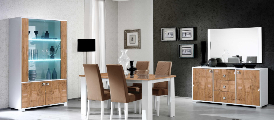 Dining room Suite Set TV-cabinet Table 4x Chairs Display case 7-piece Complete Luxury Furniture new