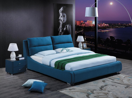 Design leather bed bedroom 3 pieces. Set 2x Bedside table Luxury Beds Furniture