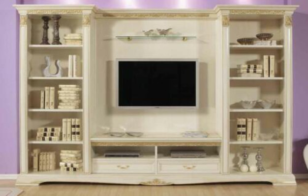 Wall unit TV Wall Solid wood Style Classic Italian Living room Furniture