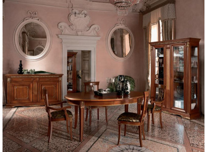 Dining room Complete Table Sideboard 4x Chair Set Display case Baroque 7 pieces. Solid wood