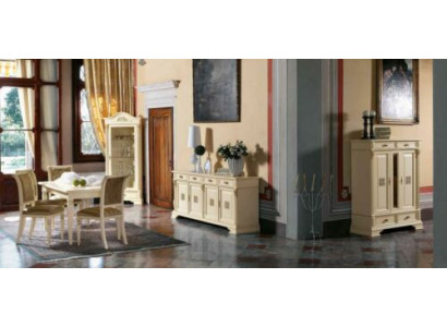 Complete e Dining room Suite 4x Chairs Sideboard 8pcs. Set Table Chest of drawers Group Solid wood