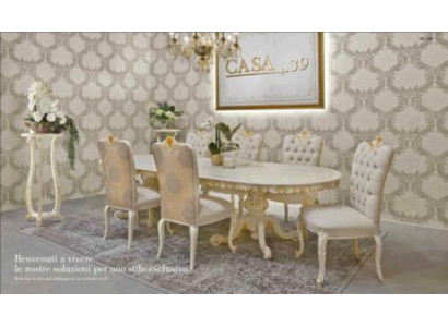 Classic r Dining table Solid wood Dining room Suite 4x Chair Set Chairs 5 pcs.