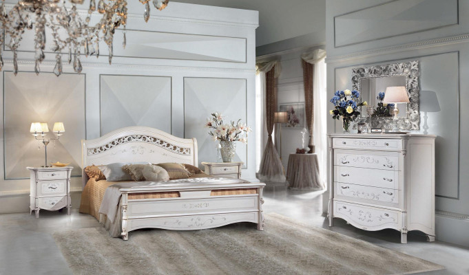 Bedroom 3 pcs. Set Bed 2x Bedside table Beds Double Hotel Upholstery Solid wood