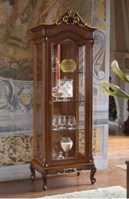 Elegant display case antique style baroque rococo classic living room glass wardrobe