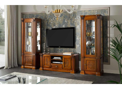Classic Living room Display case Sideboard TV cabinet Shelf Walls Wardrobe 3pcs. Solid wood