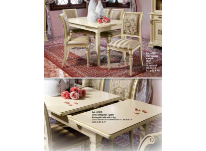 Dining table Table + 4x Chairs Group Dining room Solid wood Suite 5pcs. Set Furniture