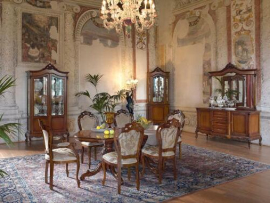 Italian Baroque Furniture Dining room 11 pieces. Set Table Chairs Chest of drawers Solid wood