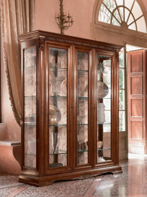 Display case Showcases Wardrobe Glass cabinet Living room Shelf Baroque Rococo Real Wood