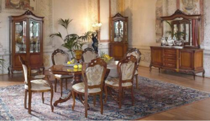 Dining table Suite Table 6x Chairs Chair Dining room Suite Group Solid wood 7pcs new
