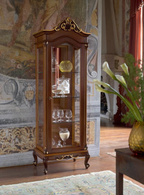 Elegant display case antique style baroque rococo classic living room glass wardrobe