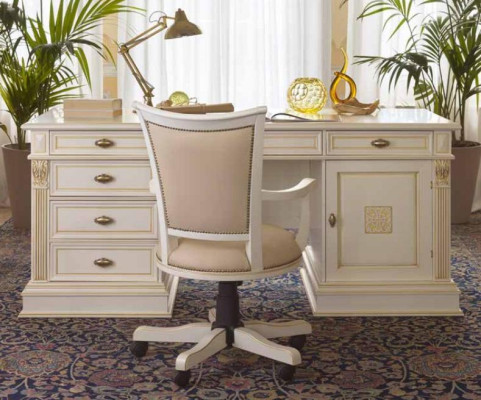 Desk set 3 pieces. Office Suite Solid wood Table Chef Armchair Wardrobe Furnishings new