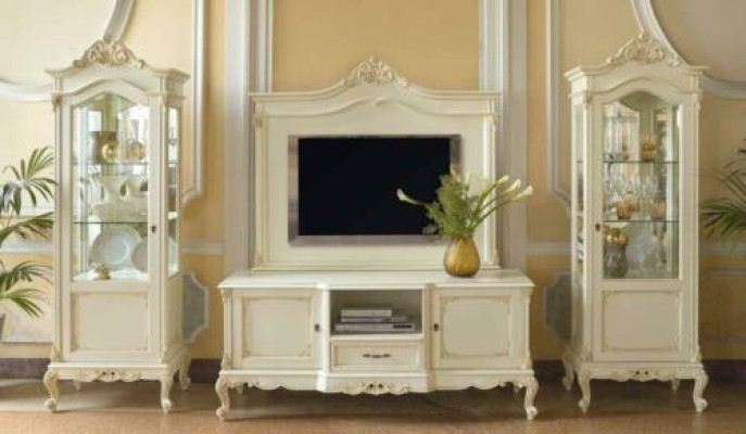 Wall unit Living room Display case Sideboard TV cabinet Shelf Walls Wardrobe 4pcs. Solid wood