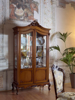 Elegant display case antique style baroque rococo living room classic glass wardrobe