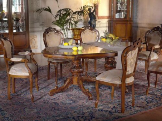 Dining table Suite Table 6x Chairs Chair Dining room Suite Group Solid wood 7pcs new
