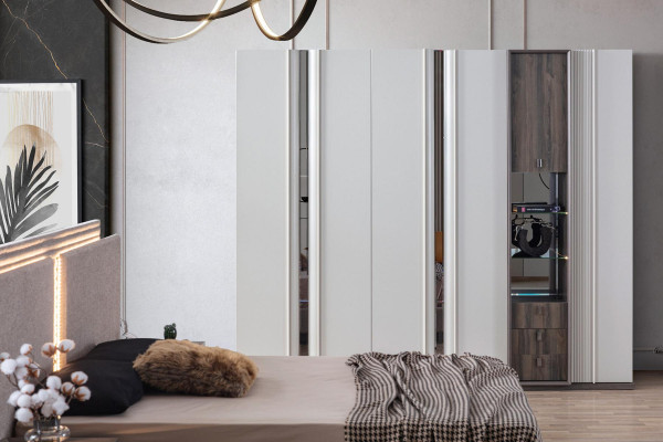 Bedroom Set Modern Bed 2x Bedside table and Wardrobe 4-piece new
