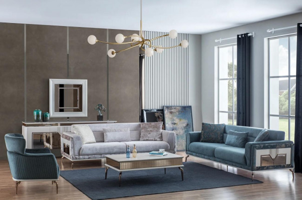 Design Living room Set Sofas Armchair Modern Coffee table 3+3+1 Coffee table