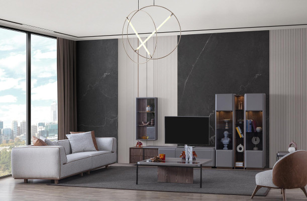 Designer living room set 7 pieces. Modern living room wall cabinet
