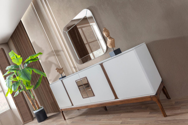 Luxury Dining room Set Sideboard Mirror 2 pcs Modern Dining set Chest of drawers