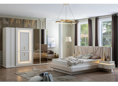 Bedroom Set Luxury Bed 2x Bedside table Wardrobe 4-piece Furniture