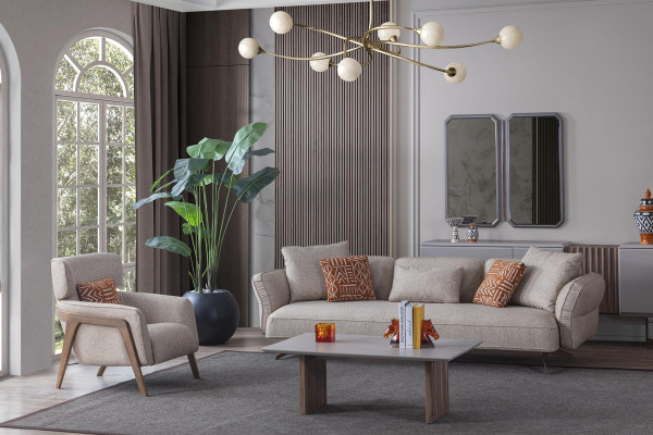 Luxury Modern Living room Set 4 pieces. Sofa 4 Seater Armchair Coffee table Suite