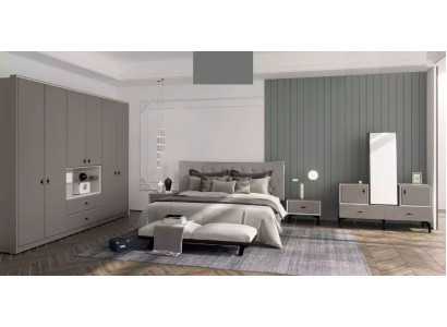 Gray Bedroom Suite Designer Bed Chest of drawers Wardrobe Luxury 5pcs