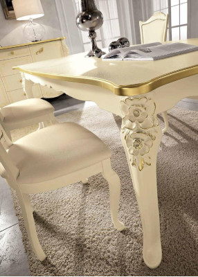 Dining room Beige Dining table 4x Chairs Chest of drawers Display case Group Suite Furniture 7pcs