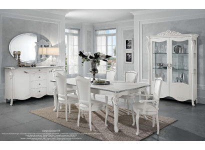 Dining room Set Dining table 6x Chairs Chest of drawers Display case Group Suite Italy 9pcs.