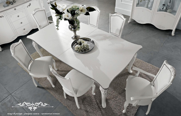 Dining room Set Dining table 6x Chairs Chest of drawers Display case Group Suite Italy 9pcs.