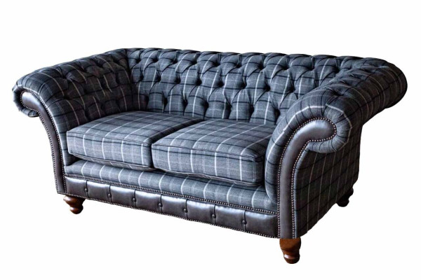 Design Chesterfield Textile Luxury 2-Seater Fabric Couch Upholstery Sofa new
