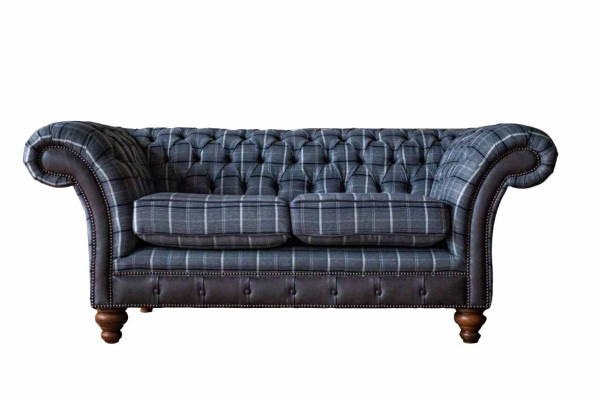 Design Chesterfield Textile Luxury 2-Seater Fabric Couch Upholstery Sofa new