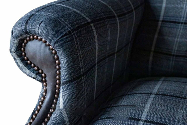 Wing Chair Chesterfield Armchair Couch 1 Seater Sofa Textile Couches Fabric