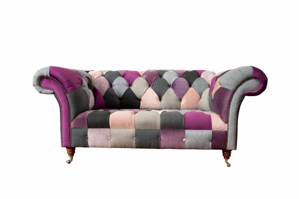Chesterfield Fabric Sofa Couch Upholstery Design 2 Seater Textile Sofas Gray
