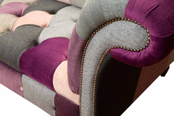 Chesterfield Fabric Sofa Couch Upholstery Design 2 Seater Textile Sofas Gray