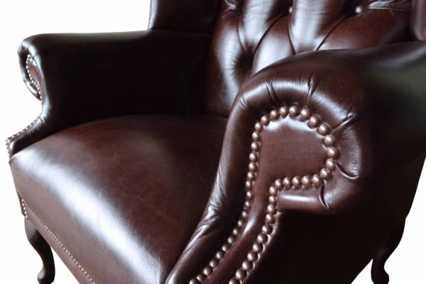 Armchair 1 Seater Brown Living room Leather Design Chesterfield Wing Chair