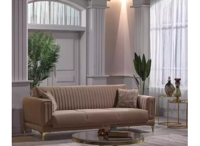 Designer Brown Three Seater 3-Seater Sofa Living room Upholstery Couches