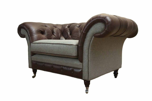 Chesterfield wing chair gray sofa set armchair couch leather sofa new