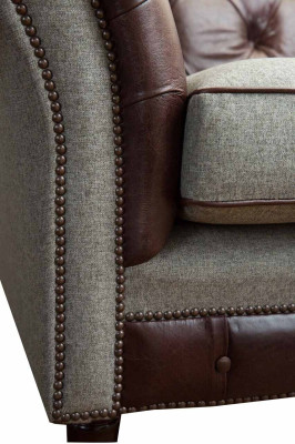 Chesterfield wing chair gray sofa set armchair couch leather sofa new