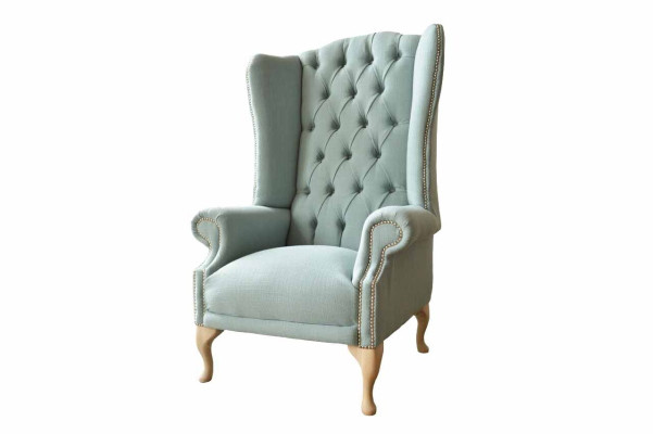 Wing Chair Armchair Design Upholstery White Couch Chesterfield Textile new