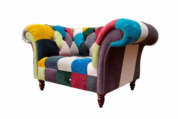 Armchair Design Chesterfield Lounge Multicolored Sofa Single Seater 130cm new