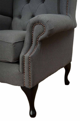 Gray Wing Chair Armchair Design Upholstery Sofa Couch Chesterfield Textile new