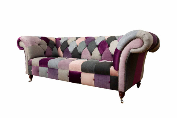Chesterfield Design Upholstery Luxury Seat Sofa Couch Green Textile 3 Seater