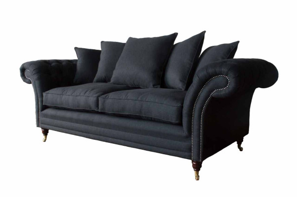 Sofa Textile Fabric 3 Seater Couch Designer Seat Upholstery Black xxl big