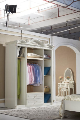 Bed Bedside table Wardrobe Luxury 4 pcs. Bedroom Set Design