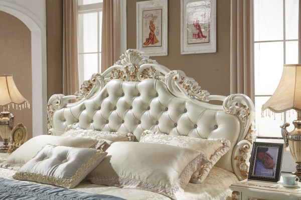 Bed Bedside table Wardrobe Luxury 4 pcs. Bedroom Set Design