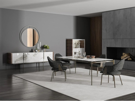 Luxury Dining room Set 8pcs Furnishings Dining table Chairs 4x Wood Furniture Sideboard