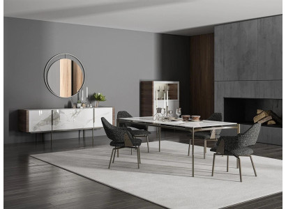 Luxury Dining room Set 8pcs Furnishings Dining table Chairs 4x Wood Furniture Sideboard