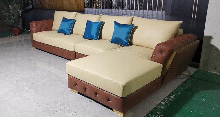Leather Sofa Sofa Luxury Couch Upholstery Furniture Beige Design Corner suite Furniture
