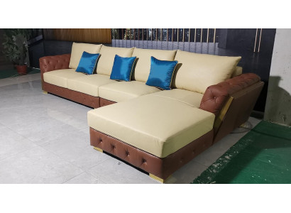 Leather Sofa Sofa Luxury Couch Upholstery Furniture Beige Design Corner suite Furniture